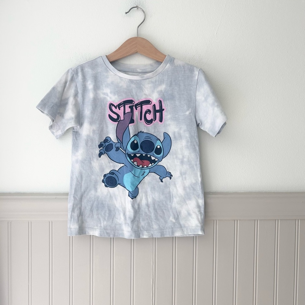 Disney Kids Lilo & Stitch Graphic Tie Dye T-Shirt - Blue and Gray Girls Size 4